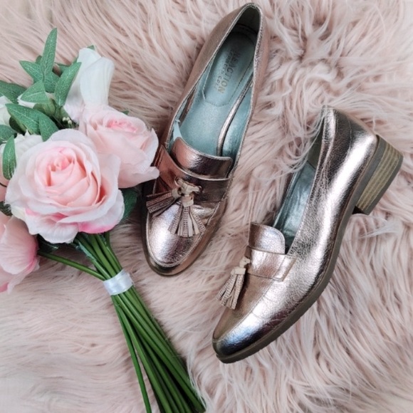 Reaction Kenneth Cole beautiful loafers  rose gold metallic 9 - Picture 1 of 10